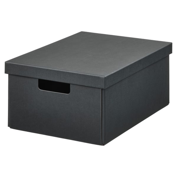 IKEA FJÄDERHARV Storage box with lid anthracite 9 ¾x13 ¾x6 ¼ "