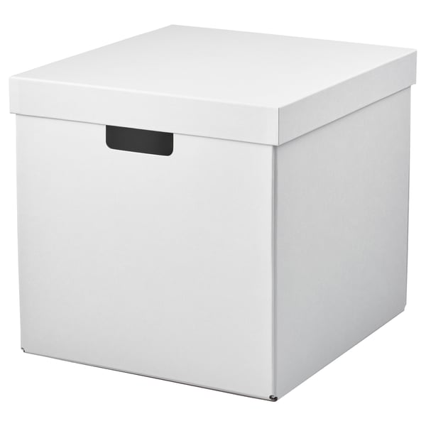 IKEA FJÄDERHARV Storage box with lid white 12 ½x13 ¾x12 ¼ "