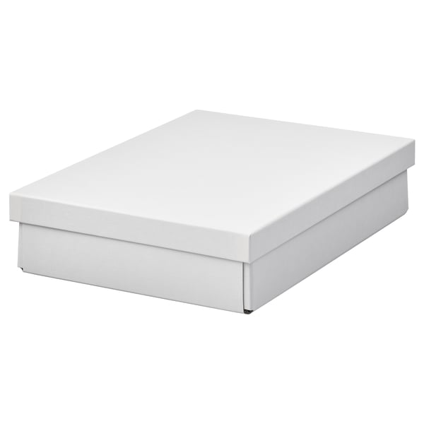 IKEA FJÄDERHARV Storage box with lid white 9 ¾x13 ¾x3 ¼ "