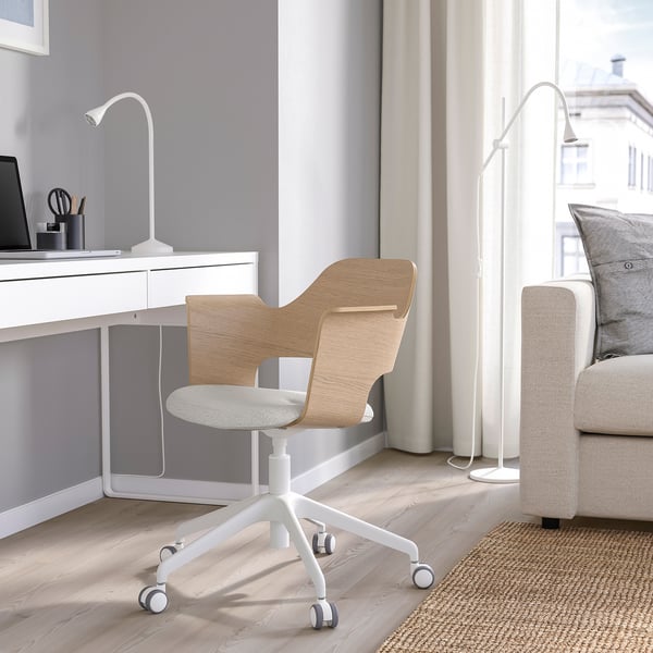 IKEA FJÄLLBERGET Conference Chair With Casters White Stained Oak Veneer/Gunnared Beige