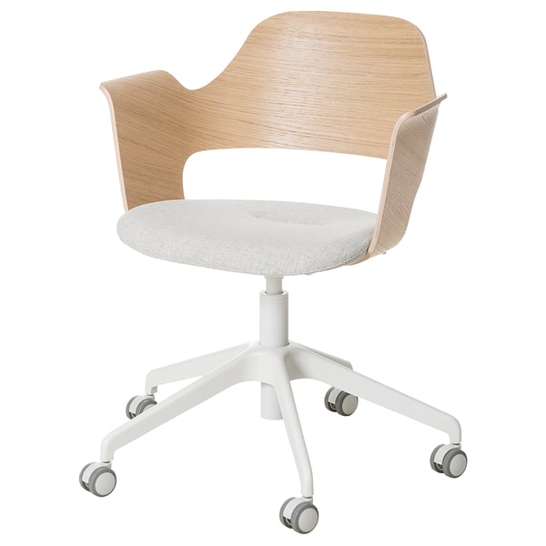 IKEA FJÄLLBERGET Conference chair with casters white stained oak veneer/Gunnared beige