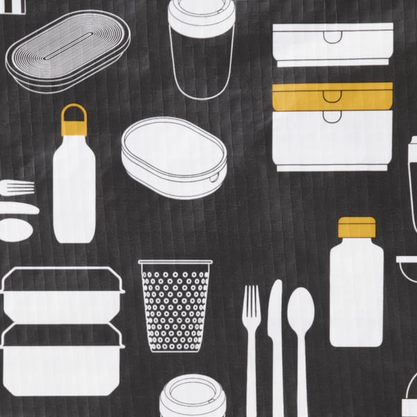 IKEA FLADDRIG Lunch Bag Patterned Gray 9 ¾x6 ¼x10 ¾ "