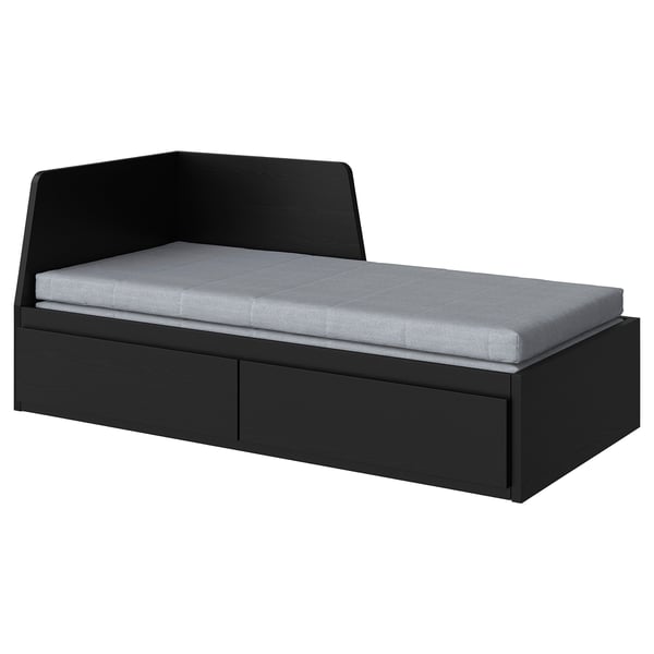 IKEA FLEKKE Daybed with 2 drawers/2 mattresses black-brown/Ågotnes firm Twin
