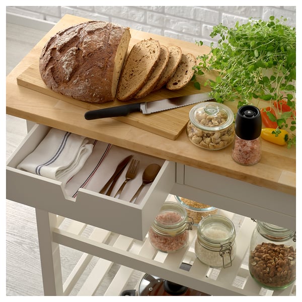 IKEA FÖRHÖJA Kitchen Cart Birch/white 39 3/8x16 7/8 "