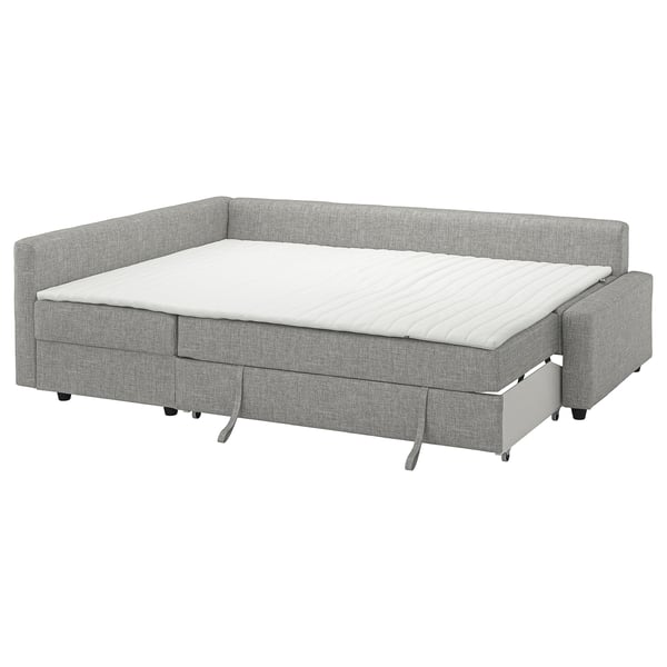 IKEA FRIHETEN / KLAGSHAMN Sleeper Sectional 3 Seat W/storage Faringe Light Gray