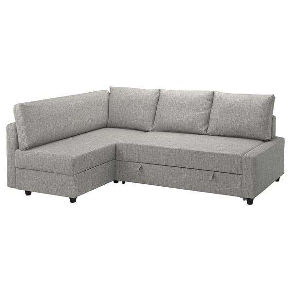 IKEA FRIHETEN / KLAGSHAMN Sleeper sectional 3 seat w/storage Faringe light gray