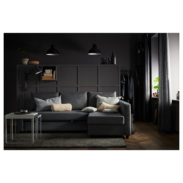 IKEA FRIHETEN Sleeper Sectional 3 Seat W/storage Skiftebo Dark Gray