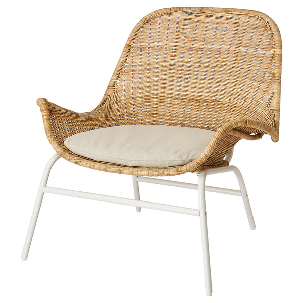 IKEA FRYKSÅS Armchair And Ottoman Rattan/Risane Natural