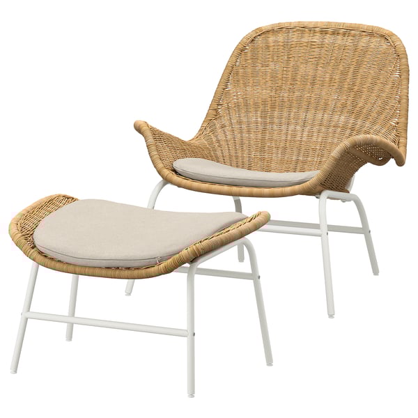 IKEA FRYKSÅS Armchair and ottoman rattan/Risane natural
