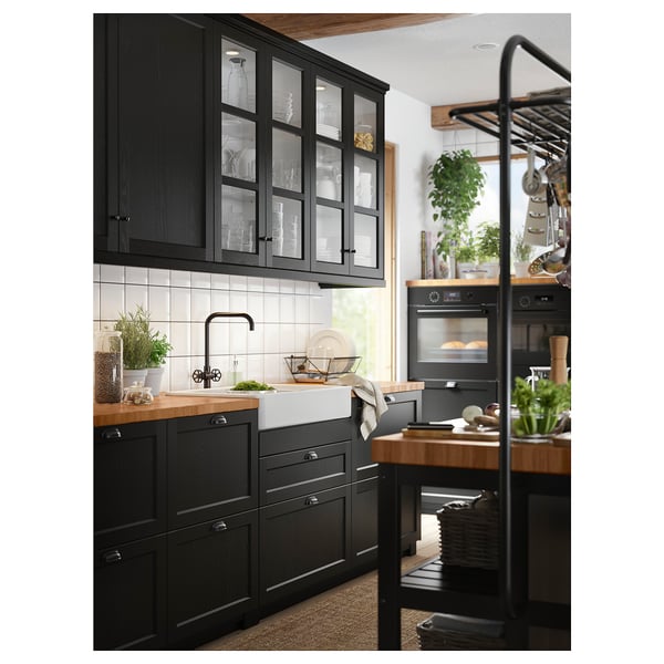 IKEA GAMLESJÖN Dual Control Kitchen Faucet Brushed Black Metal