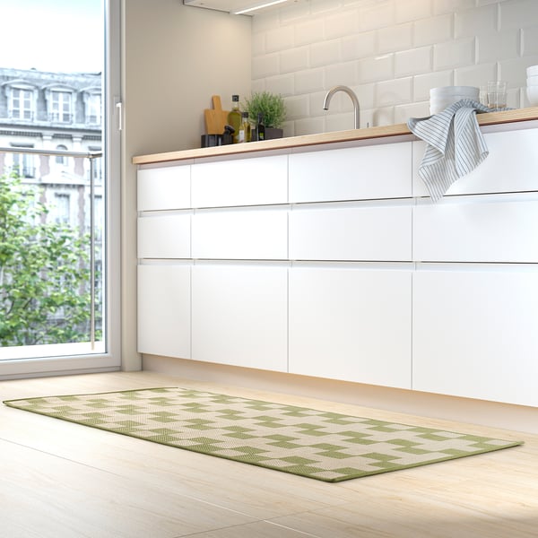 IKEA GÅNGSTIG Kitchen Mat Flatwoven Green/off-white 2 ' 4 "x5 ' 3 "