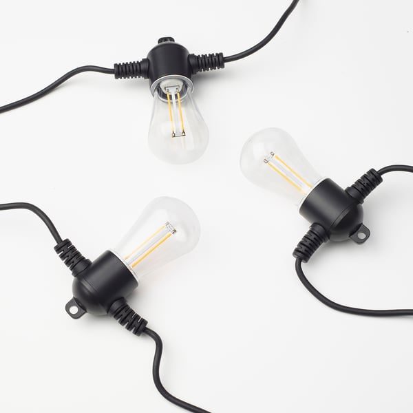 IKEA GARDJÄRN LED String Light With 12 Lights Black/outdoor