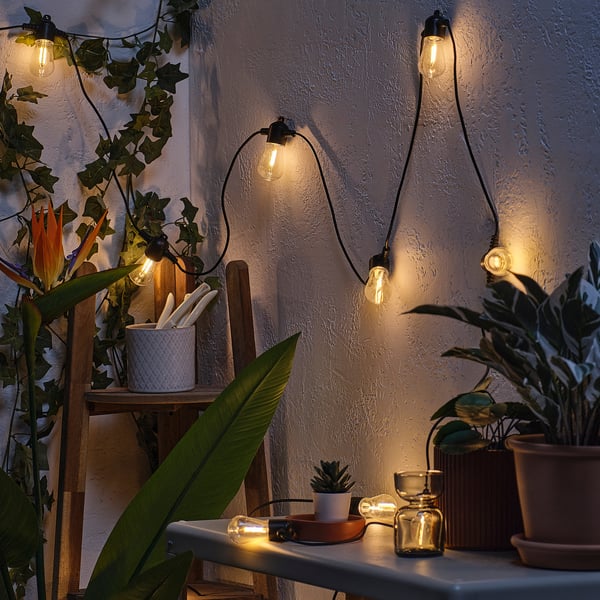 IKEA GARDJÄRN LED String Light With 12 Lights Black/outdoor