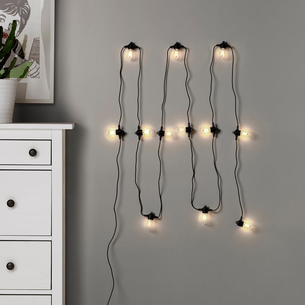 IKEA GARDJÄRN LED String Light With 12 Lights Black/outdoor