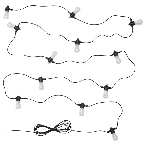 IKEA GARDJÄRN LED string light with 12 lights black/outdoor