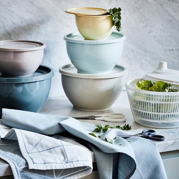 IKEA GARNITYREN Bowl With Lid Set Of 5 Mixed Colors