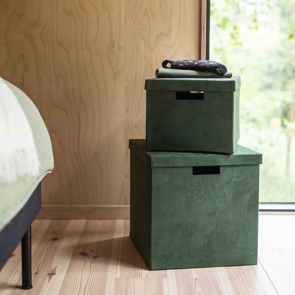 IKEA GJÄTTA Storage Box With Lid Velvet Dark Green 12 ½x13 ¾x12 ½ "