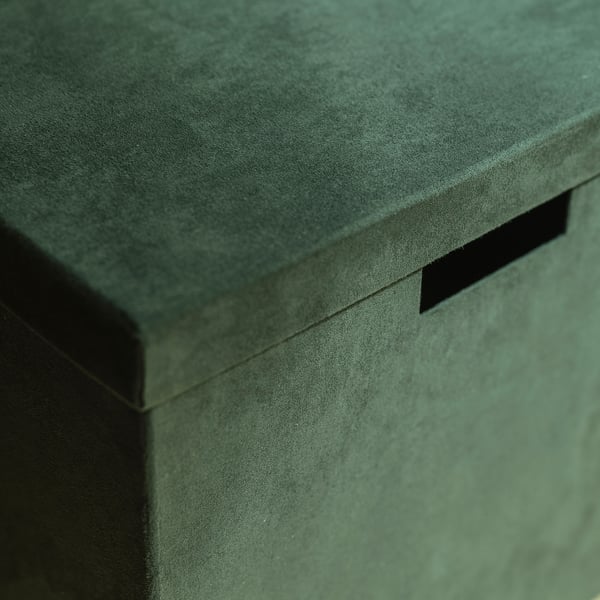 IKEA GJÄTTA Storage Box With Lid Velvet Dark Green 12 ½x13 ¾x12 ½ "