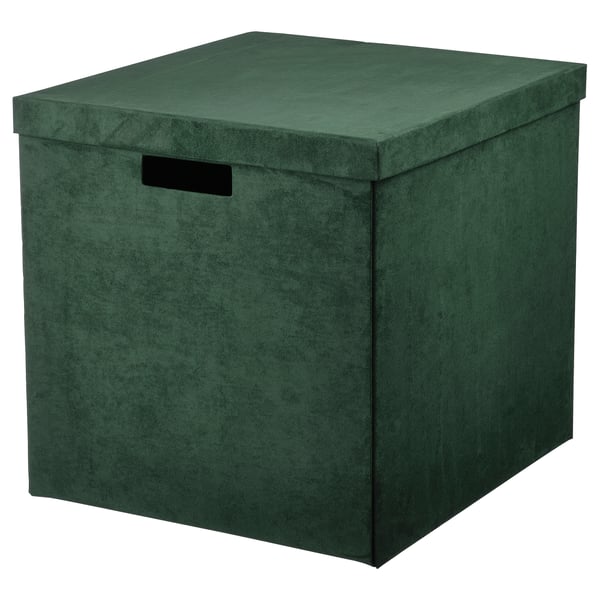 IKEA GJÄTTA Storage box with lid velvet dark green 12 ½x13 ¾x12 ½ "