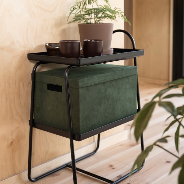 IKEA GJÄTTA Storage Box With Lid Velvet Dark Green 9 ¾x13 ¾x7 ¾ "