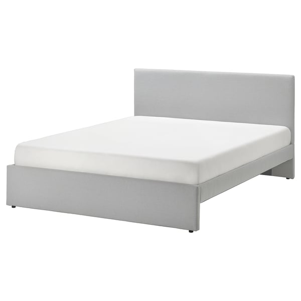 IKEA GLADSTAD Upholstered bed frame Kabusa light gray Queen
