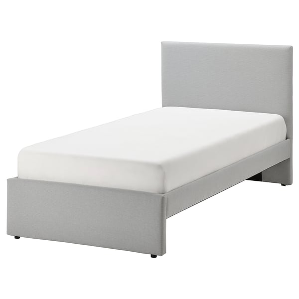 IKEA GLADSTAD Upholstered bed frame Kabusa light gray Twin