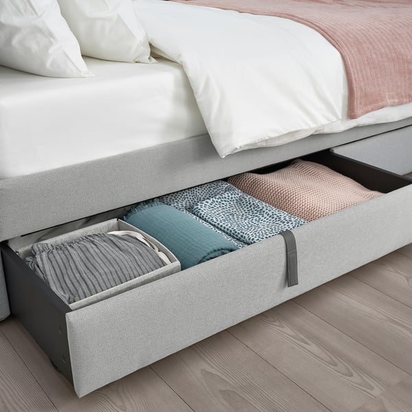 IKEA GLADSTAD Upholstered Bed Storage Box Kabusa Light Gray Full/Double/Twin/Single