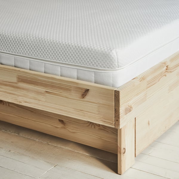 IKEA GLAMBERGET Bed Frame With Storage And Mattress Pine/Vesteröy Medium Firm Full