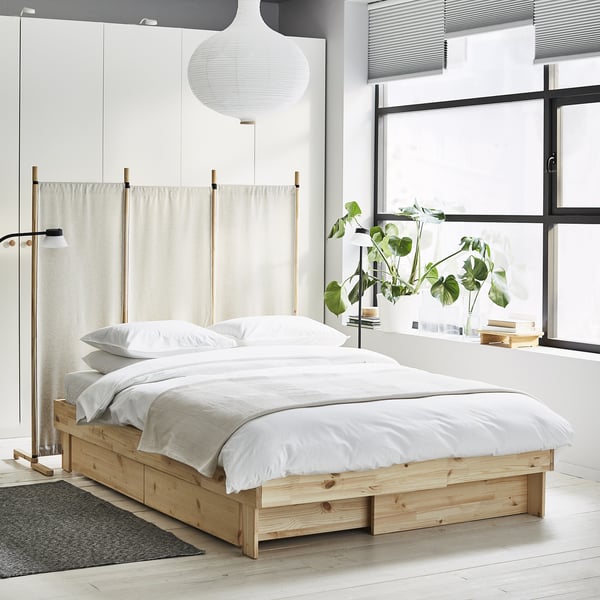 IKEA GLAMBERGET Extendable Bed With Storage Pine Twin