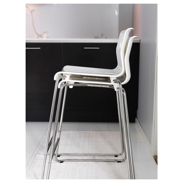IKEA GLENN Bar Stool Counter Height White/chrome Plated 26 "