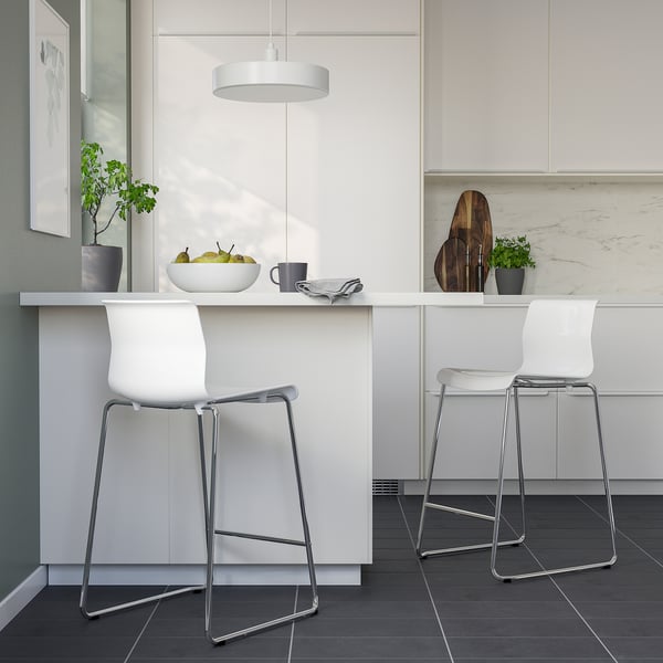 IKEA GLENN Bar Stool Counter Height White/chrome Plated 26 "