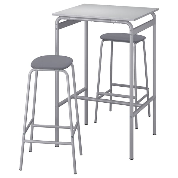 IKEA GRÅSALA / GRÅSALA Bar table and 2 bar stools gray gray/gray 29 1/2 "