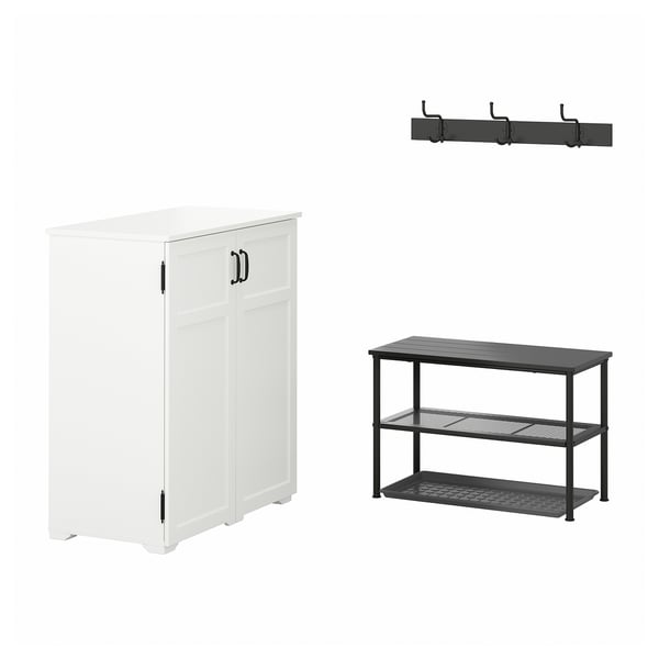 IKEA GREÅKER / NIPÅSEN Hallway furniture set of 4 white/black