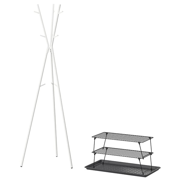 IKEA GREJIG / EKRAR Hallway furniture set of 4 white/gray