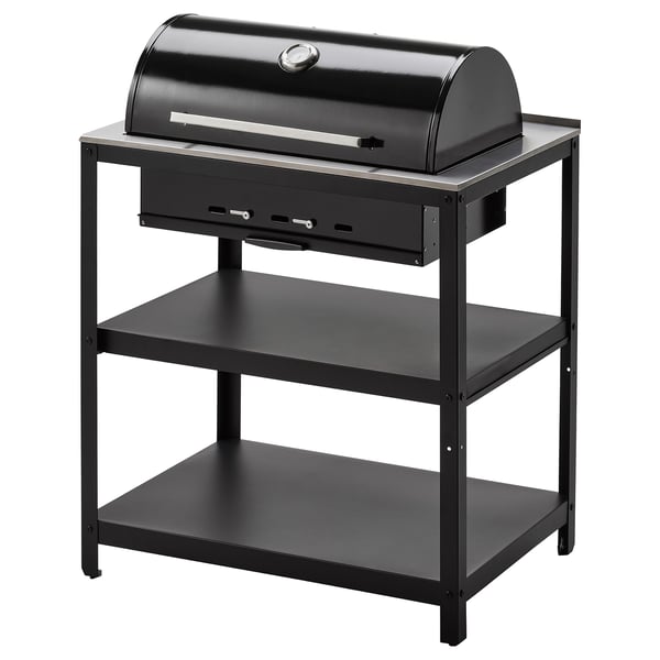 IKEA GRILLSKÄR Charcoal grill black/stainless steel outdoor 33 7/8x24 "