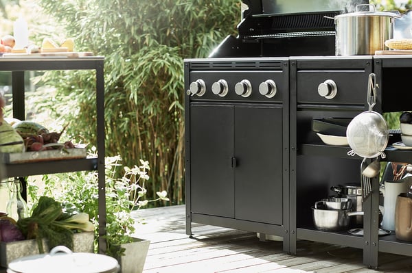 IKEA GRILLSKÄR Gas Grill Black/stainless Steel Outdoor 28 3/8x24 "
