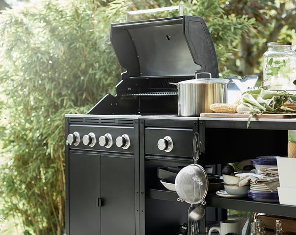 IKEA GRILLSKÄR Gas Grill Black/stainless Steel Outdoor 28 3/8x24 "