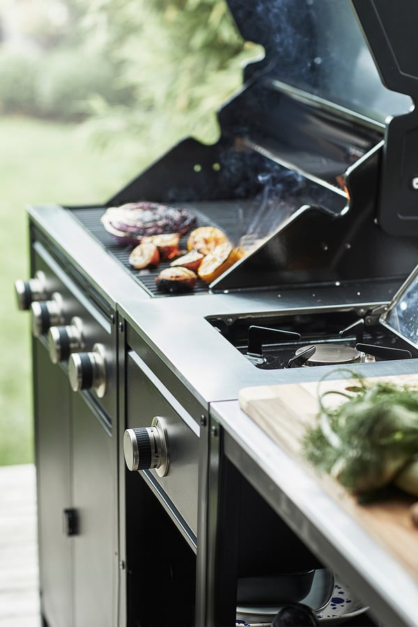 IKEA GRILLSKÄR Gas Grill Black/stainless Steel Outdoor 28 3/8x24 "
