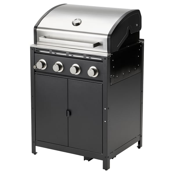IKEA GRILLSKÄR Gas grill black/stainless steel outdoor 28 3/8x24 "