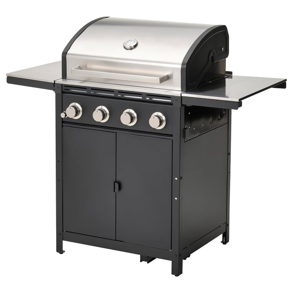 IKEA GRILLSKÄR Gas grill w 2 side tables stainless steel/outdoor 33 1/2/42 7/8/52 3/8x24 "