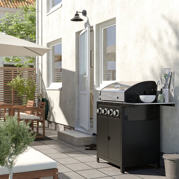 IKEA GRILLSKÄR Gas Grill With Side Table Stainless Steel/outdoor 31 1/8/40 1/2x24 "