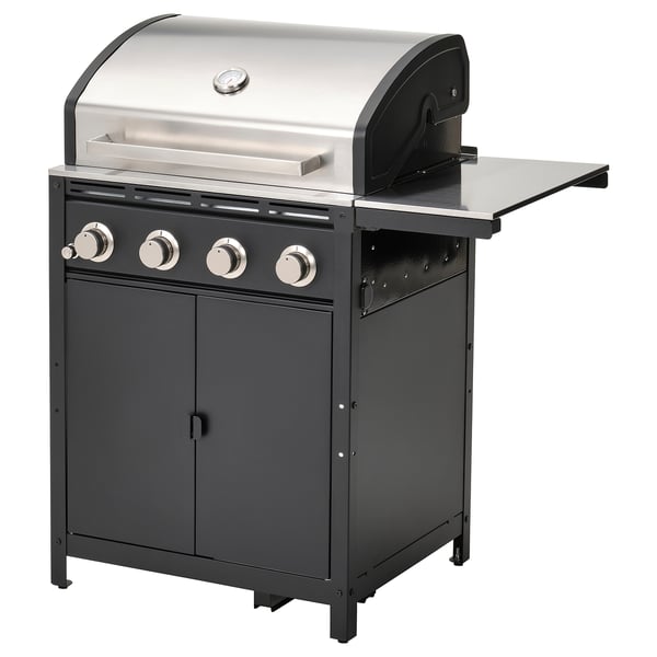 IKEA GRILLSKÄR Gas grill with side table stainless steel/outdoor 31 1/8/40 1/2x24 "