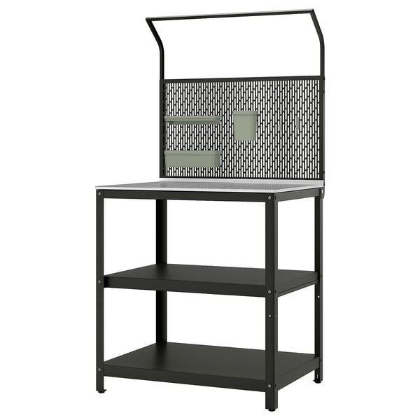 IKEA GRILLSKÄR Kitchen island w back panel stainless steel/outdoor 33 7/8x24x69 1/4 "