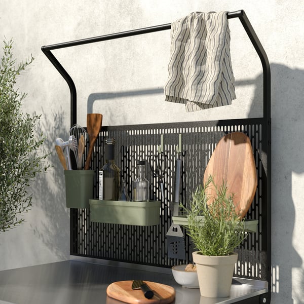 IKEA GRILLSKÄR Kitchen Island W Back Panel With Doors Stainless Steel/outdoor 33 7/8x24x69 1/4 "