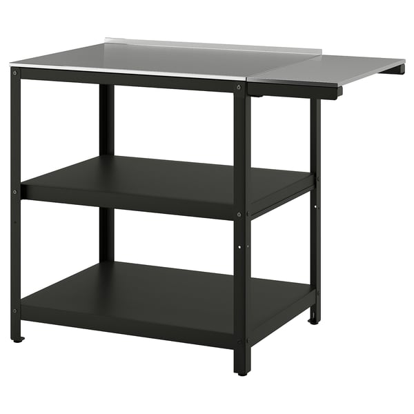 IKEA GRILLSKÄR Kitchen island w side table stainless steel/outdoor 36 5/8/45 5/8x24 "