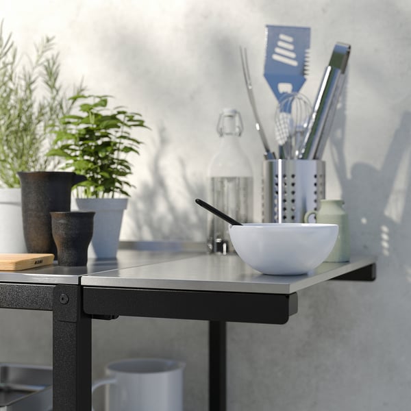 IKEA GRILLSKÄR Side Table Outdoor Black Stainless Steel/outdoor 11 3/4x24 "