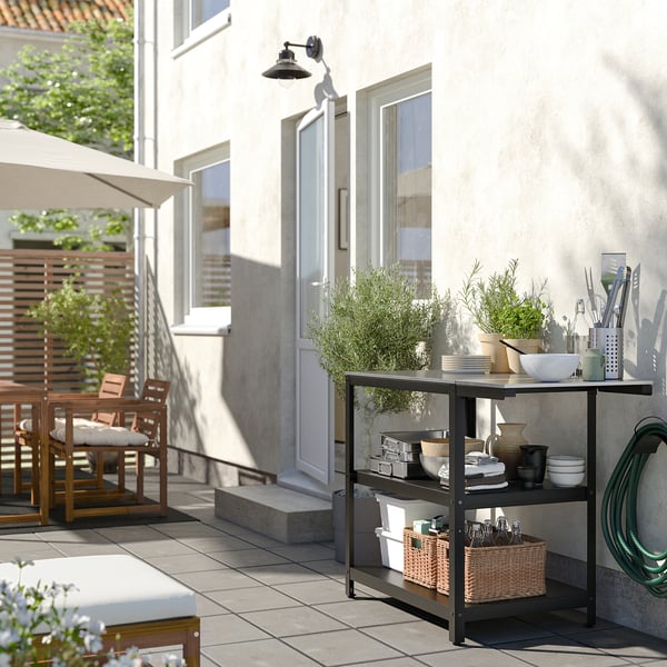 IKEA GRILLSKÄR Side Table Outdoor Black Stainless Steel/outdoor 11 3/4x24 "