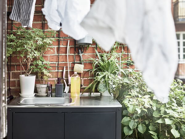 IKEA GRILLSKÄR Sink Unit Black/stainless Steel Outdoor 33 7/8x24 "