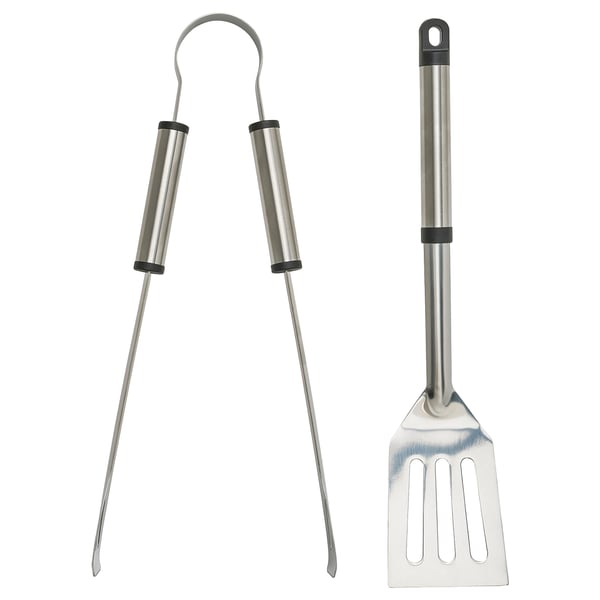IKEA GRILLTIDER 2-piece barbecue tools set stainless steel