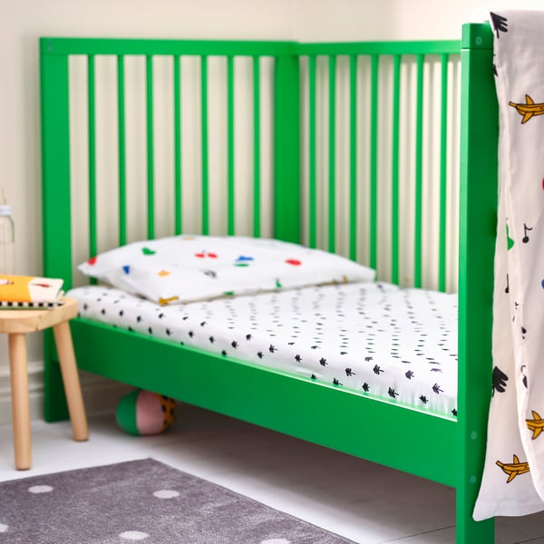 IKEA GRÖNFINK Crib Fitted Sheet White/tree Pattern 28x52 "